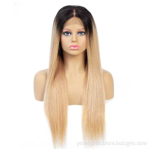 Pre Colored 1b-27 30 33 99j 613 Blonde Straight Hair Extension Top Selling 1b-27# Ombre Raw Indian Virgin Cuticle Aligned Hair